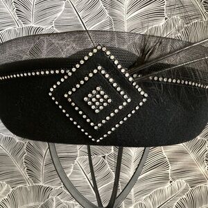 Black Rhinestone Trimmed Hat